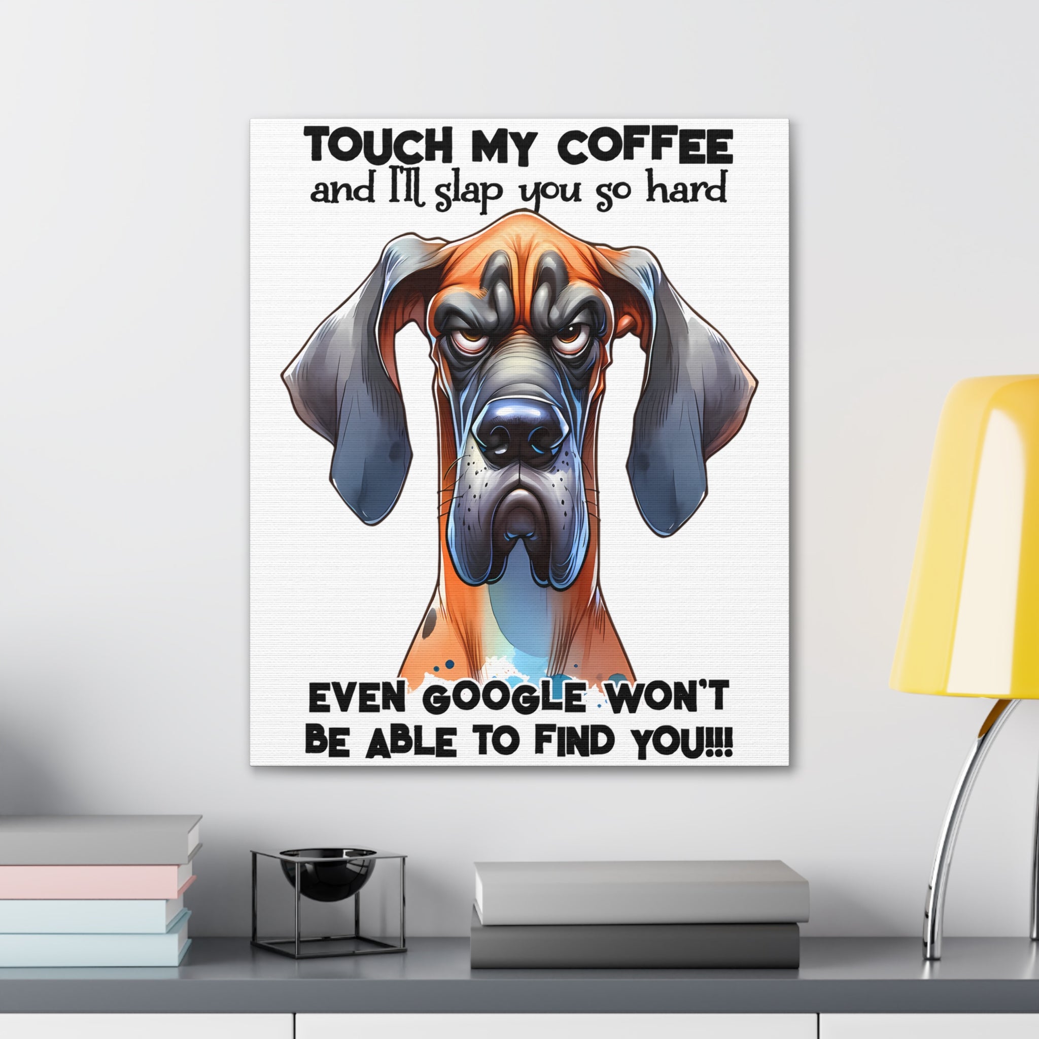 Funny Dog Wall Art, Pet Lover Gift, Coffee Quote Wall Decor, Humorous Pet Poster, Quirky Kitchen Art, Animal Lover Canvas Canvas Gallery Wraps