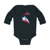 Happy 4th of July American Flag Star Design Long Sleeve Baby Bodysuit