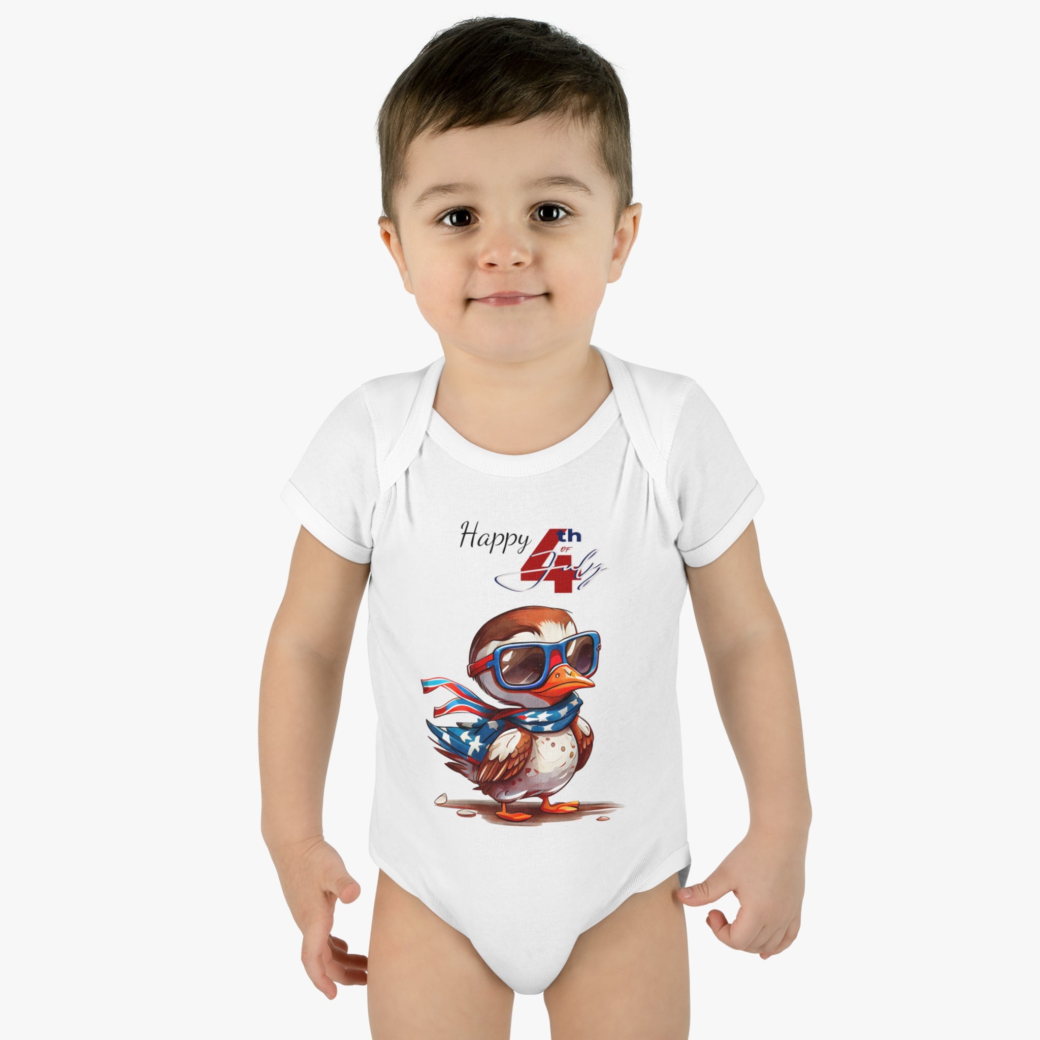 Happy 4th of July Cute Bird Design Baby Bodysuit