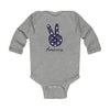 America Piece Sign Design Long Sleeve Baby Bodysuit