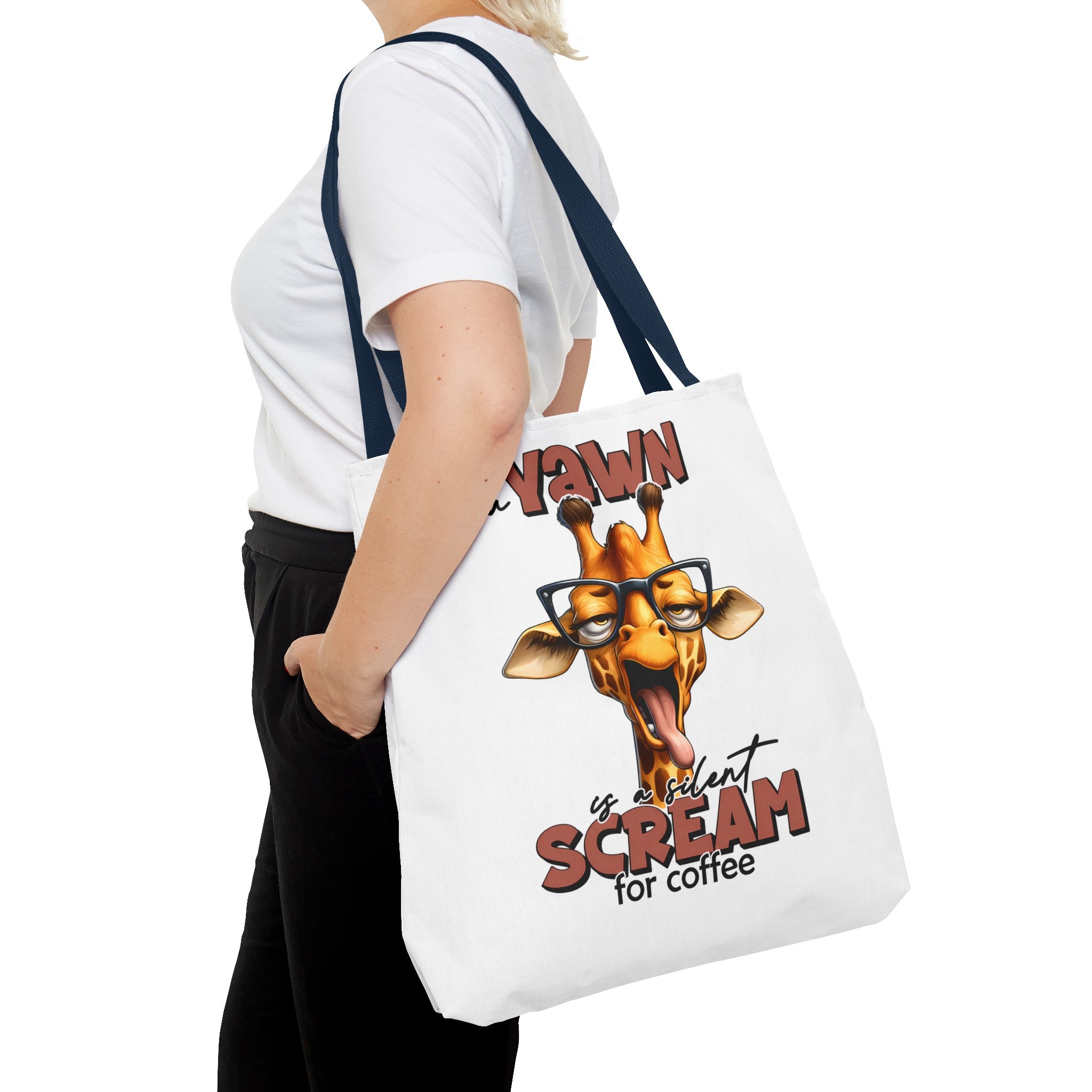 Funny Giraffe Tote Bag, A Yawn is a Silent Scream for Coffee, Cute Animal Tote, Quirky Tote Bag, Coffee Lovers Gift, Unique Tote Bag Tote Tote Bag