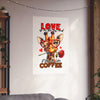 Love Is In The Air Giraffe Wall Art, Coffee Quote Poster, Heart Glasses Giraffe Print, Rose In Mouth Giraffe Decor, Cute Animal Lover Gift Matte Vertical Posters