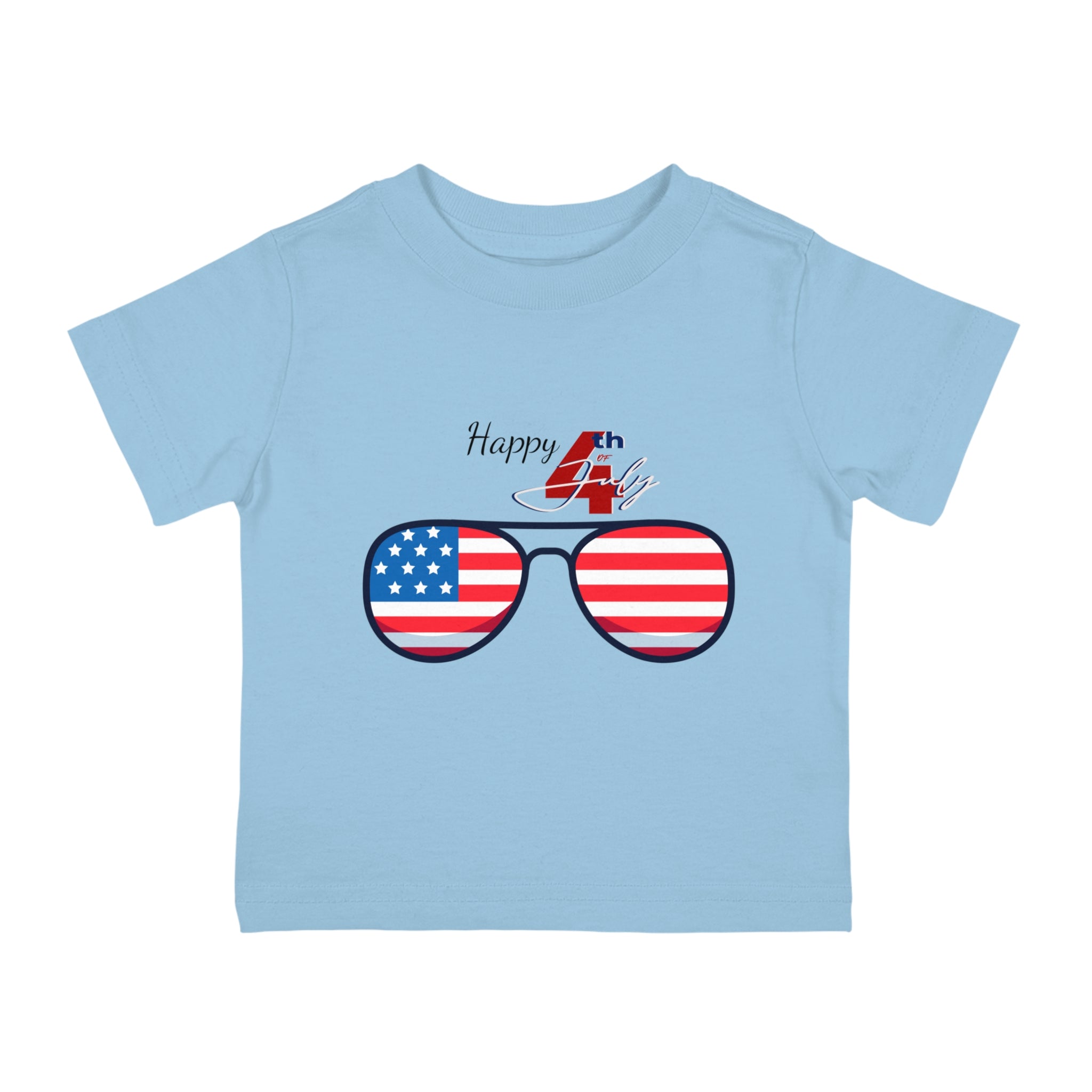 Happy 4th of July American Flag Sunglass Infant Shirt, Baby Tee, Infant Tee
