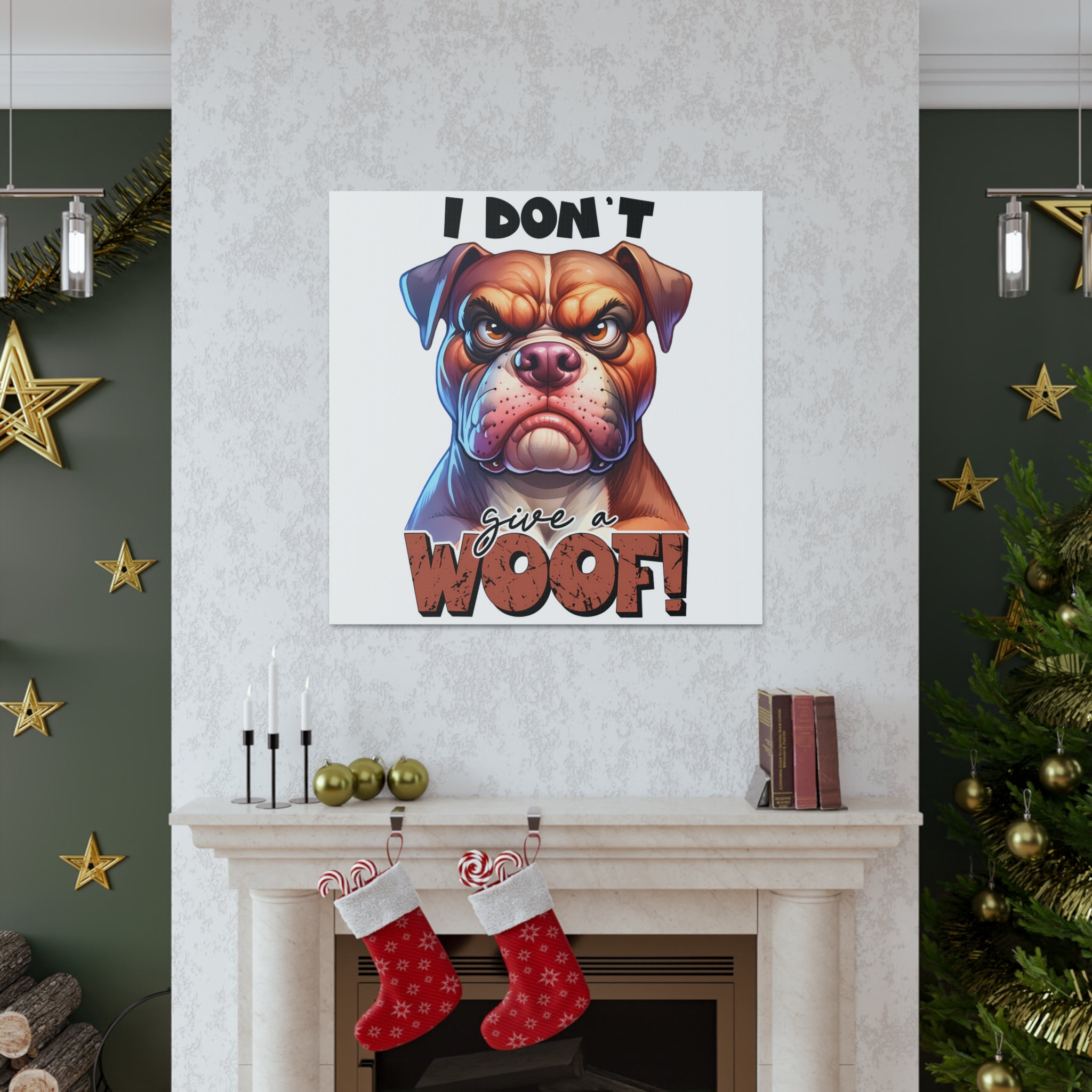 Funny Dog Wall Art, I Don't Give a Woof Print, Bulldog Art, Humorous Pet Decor, Dog Lover Gift, Animal Art, Quirky Home Decor, Wall Print Canvas Gallery Wraps