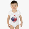 Happy 4th of July American Flag Big Heart design Baby Bodysuit