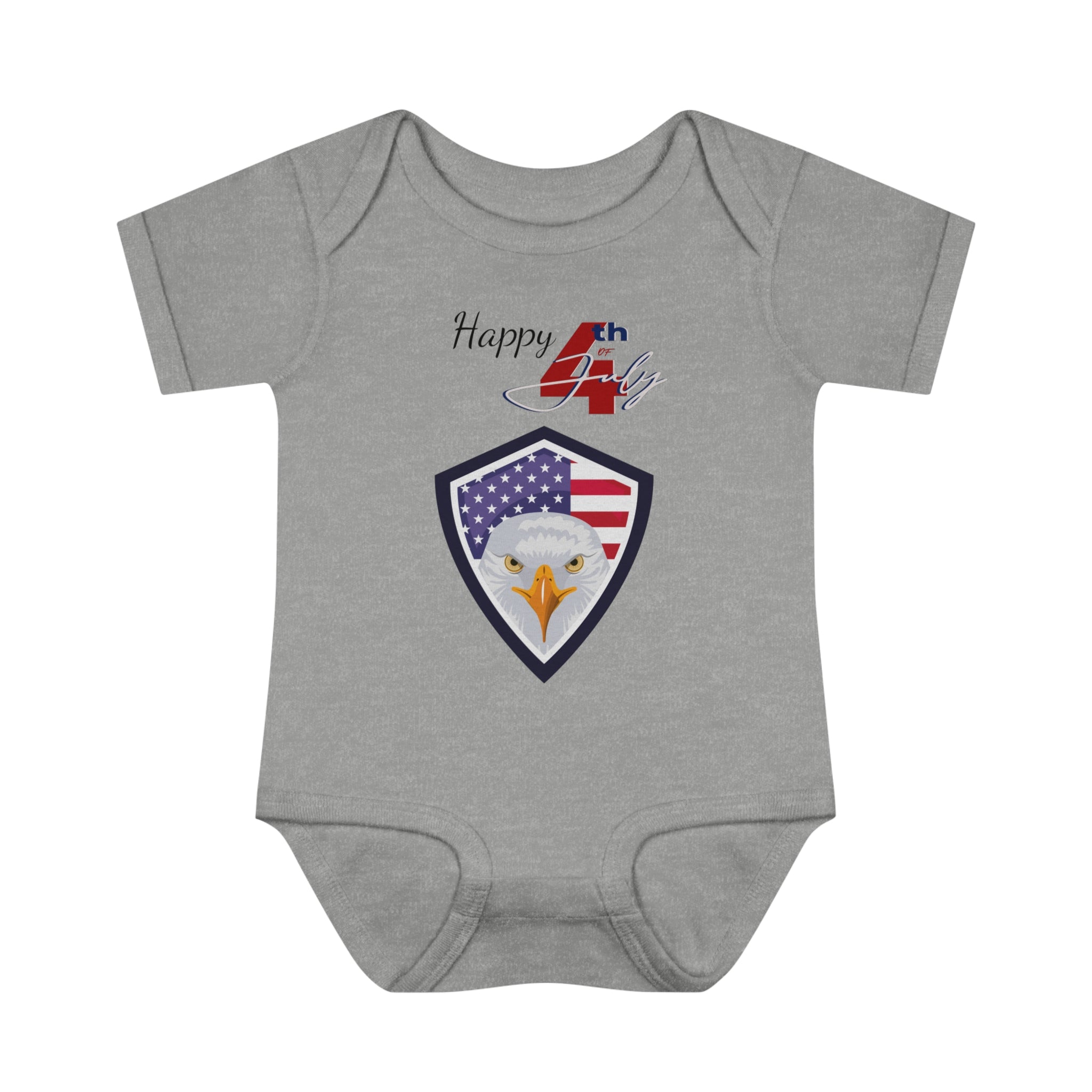 Happy 4th of July American Flag Eagle Design Baby Bodysuit