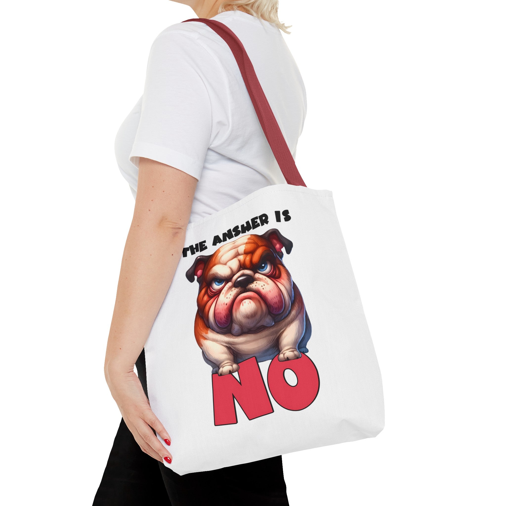 Funny Bulldog Tote Bag, The Answer Is No Graphic Tote, Cute Dog Illustration, Reusable Shopping Bag, Gift for Dog Lovers, Pet-themed Tote Tote Tote Bag