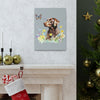 Charming Brown Dog with Butterflies and Flowers  Canvas Gallery Wraps