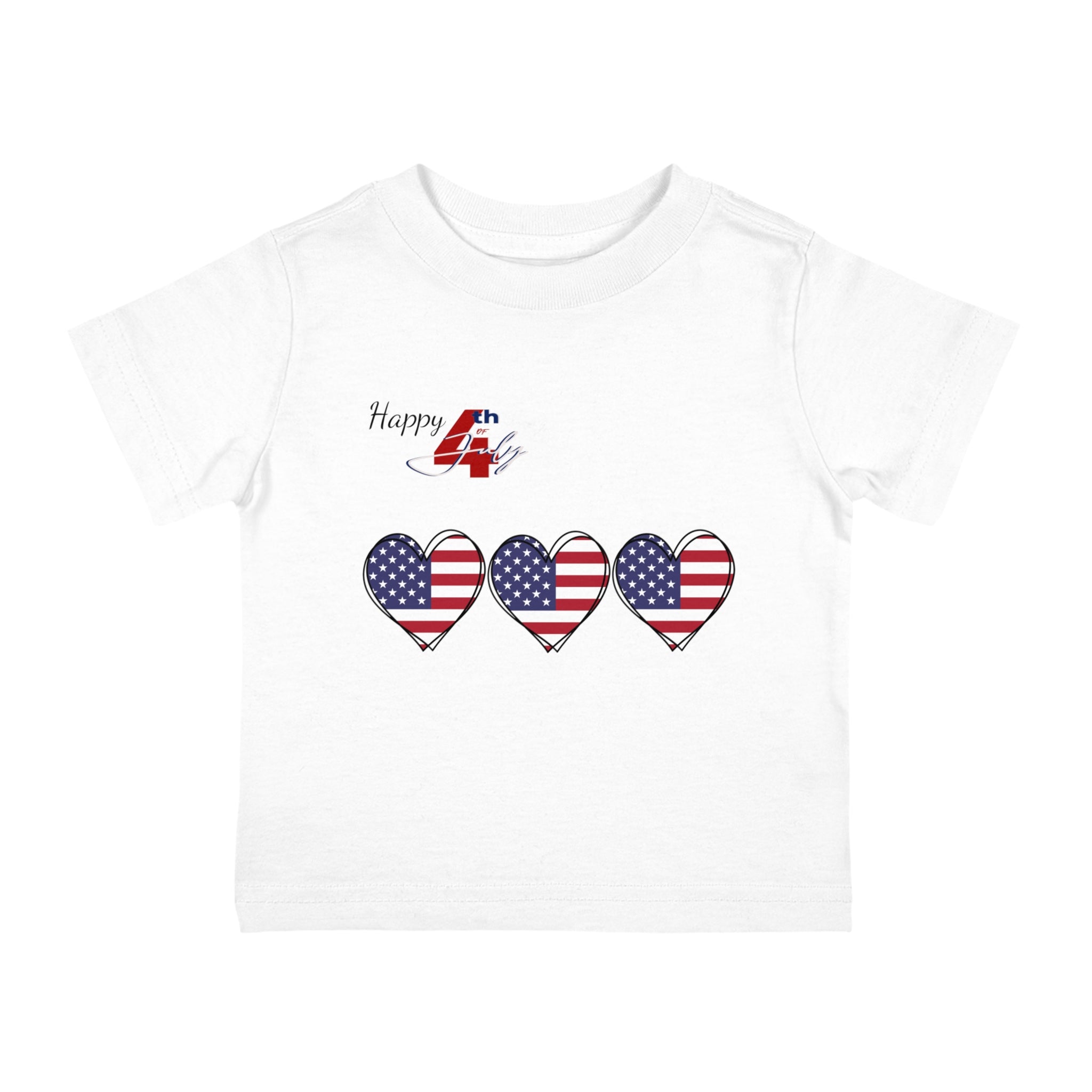 Happy 4th of July 3 Hearts Design Infant Shirt, Baby Tee, Infant Tee