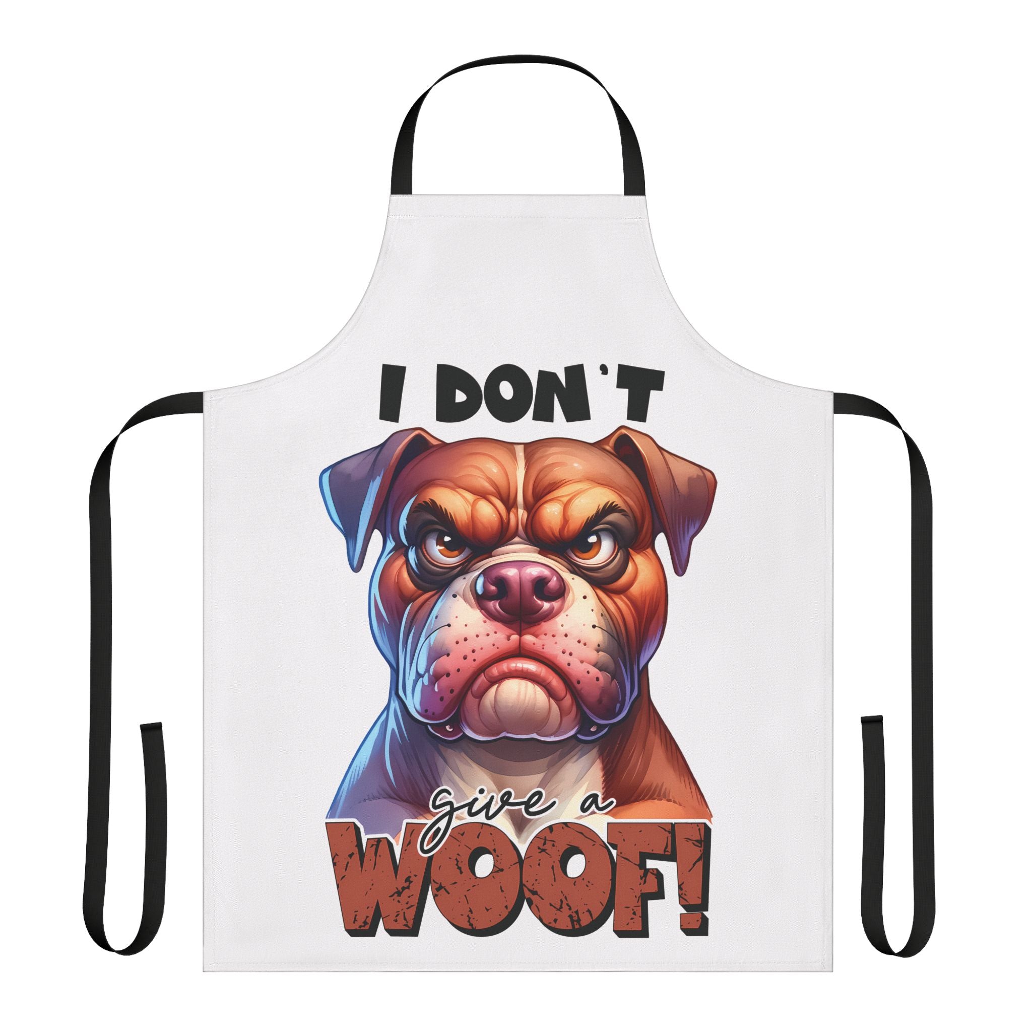 Funny Dog Apron, I Don't Give a Woof, Bulldog Lover Gift, Cute Pet Owner Apron, Humorous Canine Design, Unique Dog Meme Apron