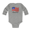 America American Flag Long Sleeve Baby Bodysuit