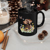 Copy of Charming Brown Dog with Butterflies and Flowers Black Mug (11oz, 15oz)