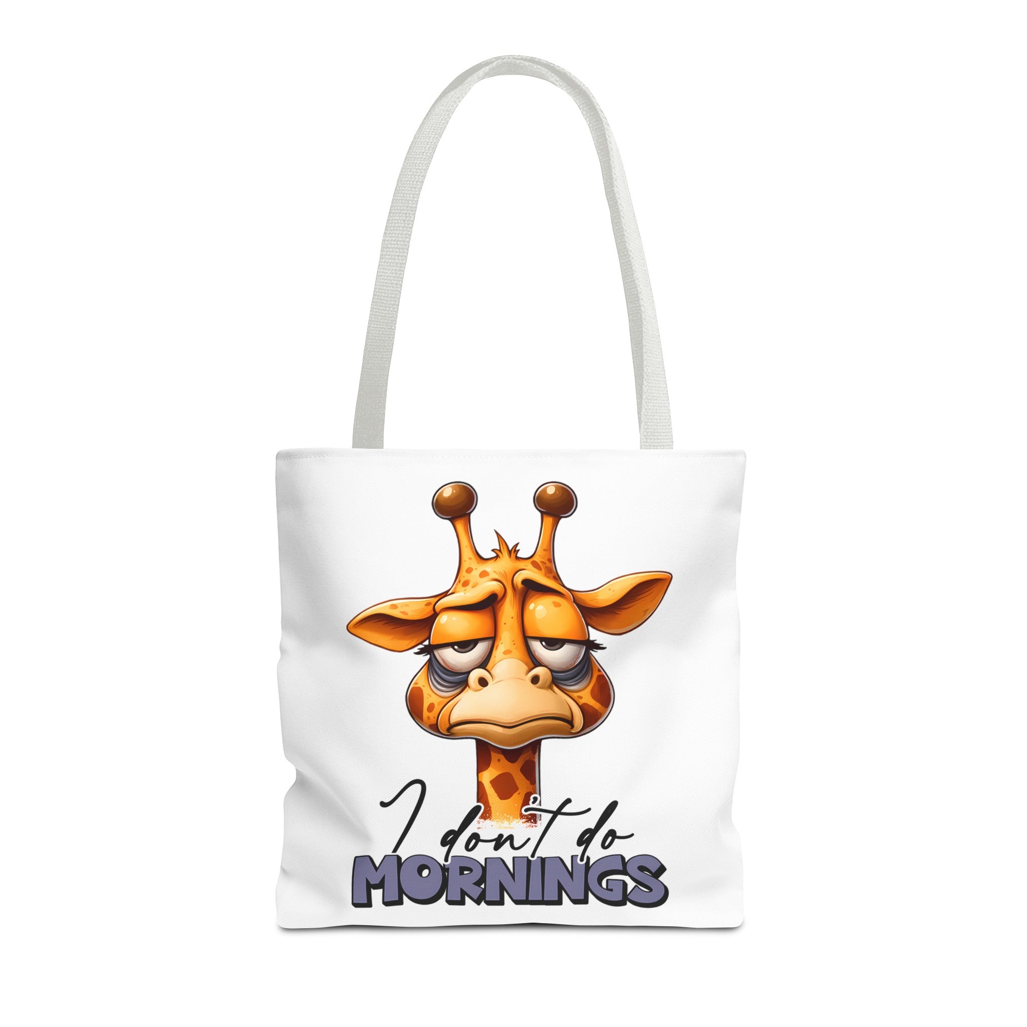 Funny Giraffe Tote Bag, I Don't Do Mornings Design, Cute Animal Quote Gift, Humorous Shopping Bag, Reusable Grocery Bag, Eco-Friendly Tote Tote Bag