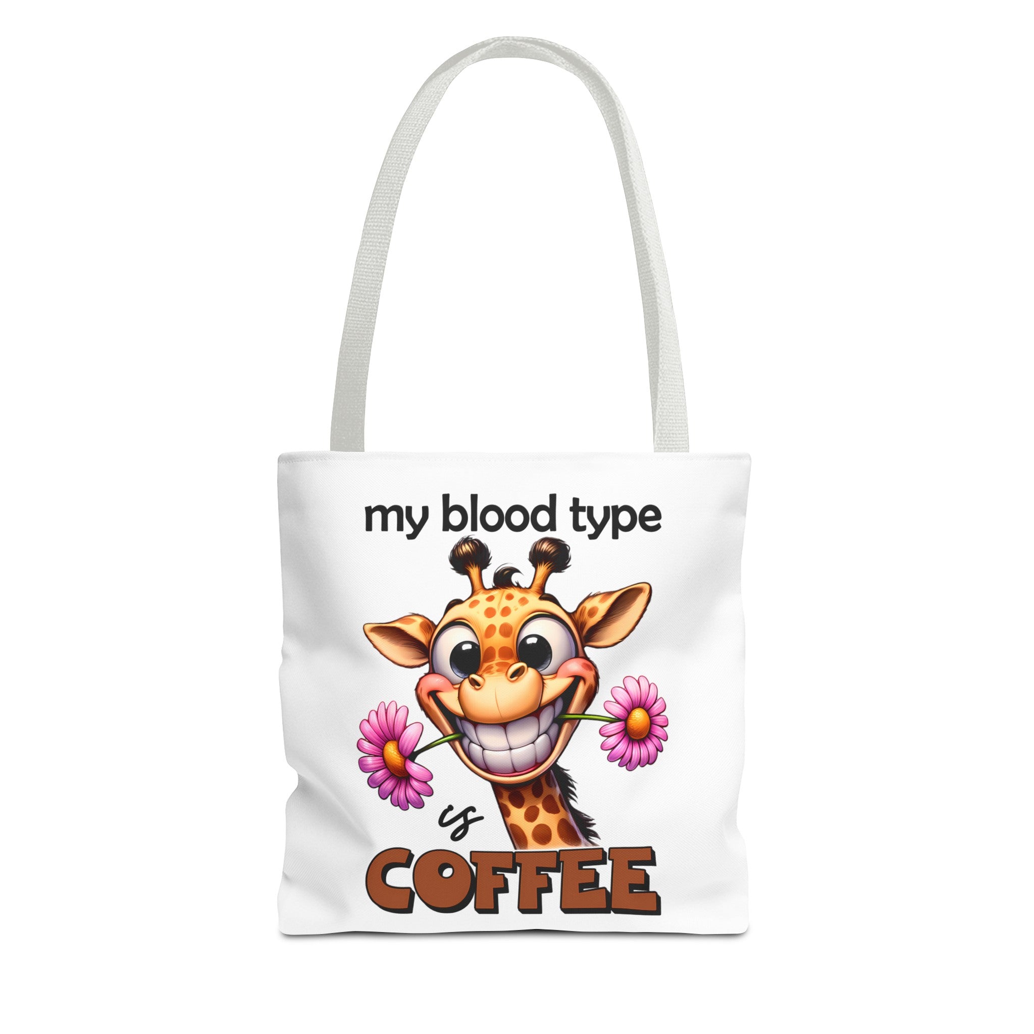 Funny Giraffe Tote Bag, My Blood Type is Coffee Tote Bag, Cute Animal Tote Bag, Fun Coffee Lover Gift, Quirky Giraffe Art Bag Tote Tote Bag