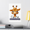 Funny Giraffe Wall Art, I Don't Do Mornings Poster, Whimsical Animal Decor, Cute Nursery Wall Art, Quirky Home Decor, Gift for Animal Lovers Matte Vertical Posters