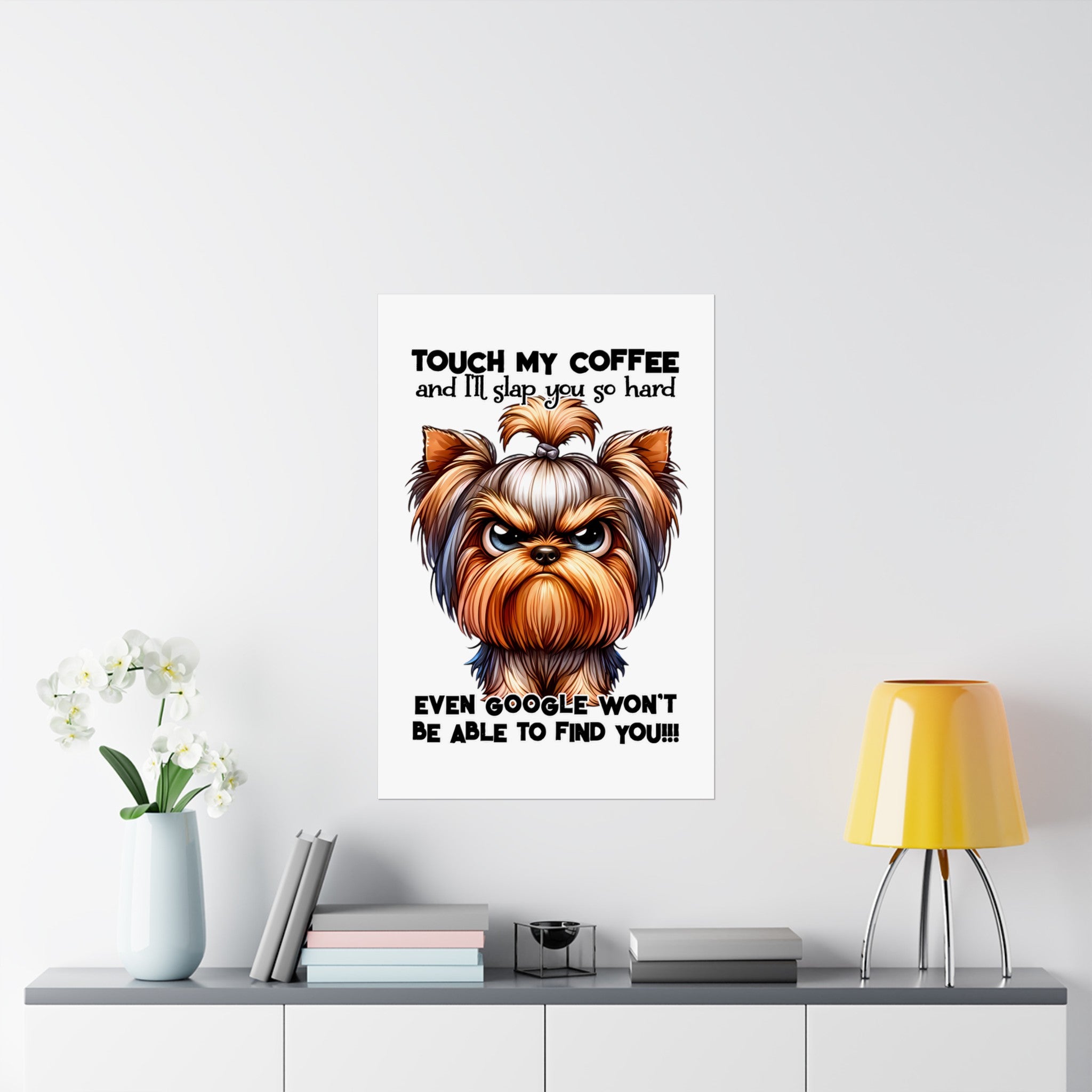 Funny Dog Coffee Quote Wall Art, Humorous Pet Poster, Dog Lover Gift, Coffee Decor, Wall Art for Kitchen, Office Decor, Pet Quotes Art Matte Vertical Posters