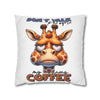 Funny Giraffe Pillow, Don't Talk To Me Before My Morning Coffee Pillow, Humorous Animal Pillow Case, Perfect Gift For Coffee Lovers Spun Polyester Square Pillowcase