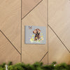 Charming Brown Dog with Butterflies and Flowers  Canvas Gallery Wraps