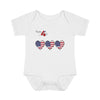 Load image into Gallery viewer, Happy 4th of July 3 Hearts Design Baby Bodysuit