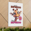 More Espresso Less Depresso Giraffe Wall Art, Cute Animal Cartoon Canvas Gallery Wrap, Funny Coffee Art Decor, Cheerful Giraffe Poster Canvas Gallery Wraps