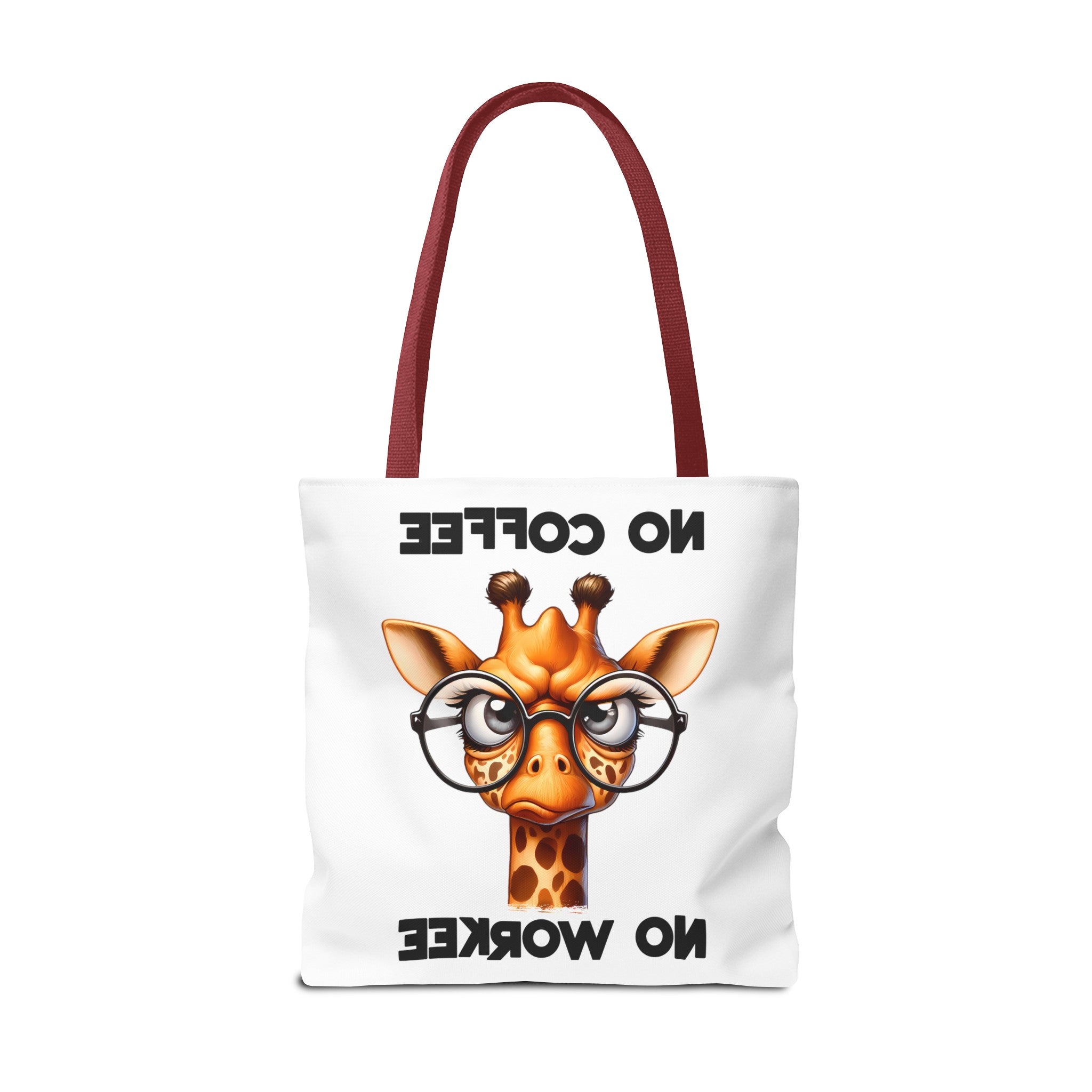 Funny Giraffe Tote Bag, No Coffee No Workee Quote Bag, Cute Giraffe with Glasses, Animal Quote Tote, Trendy Shopping Bag, Reusable Bag Tote Tote Bag