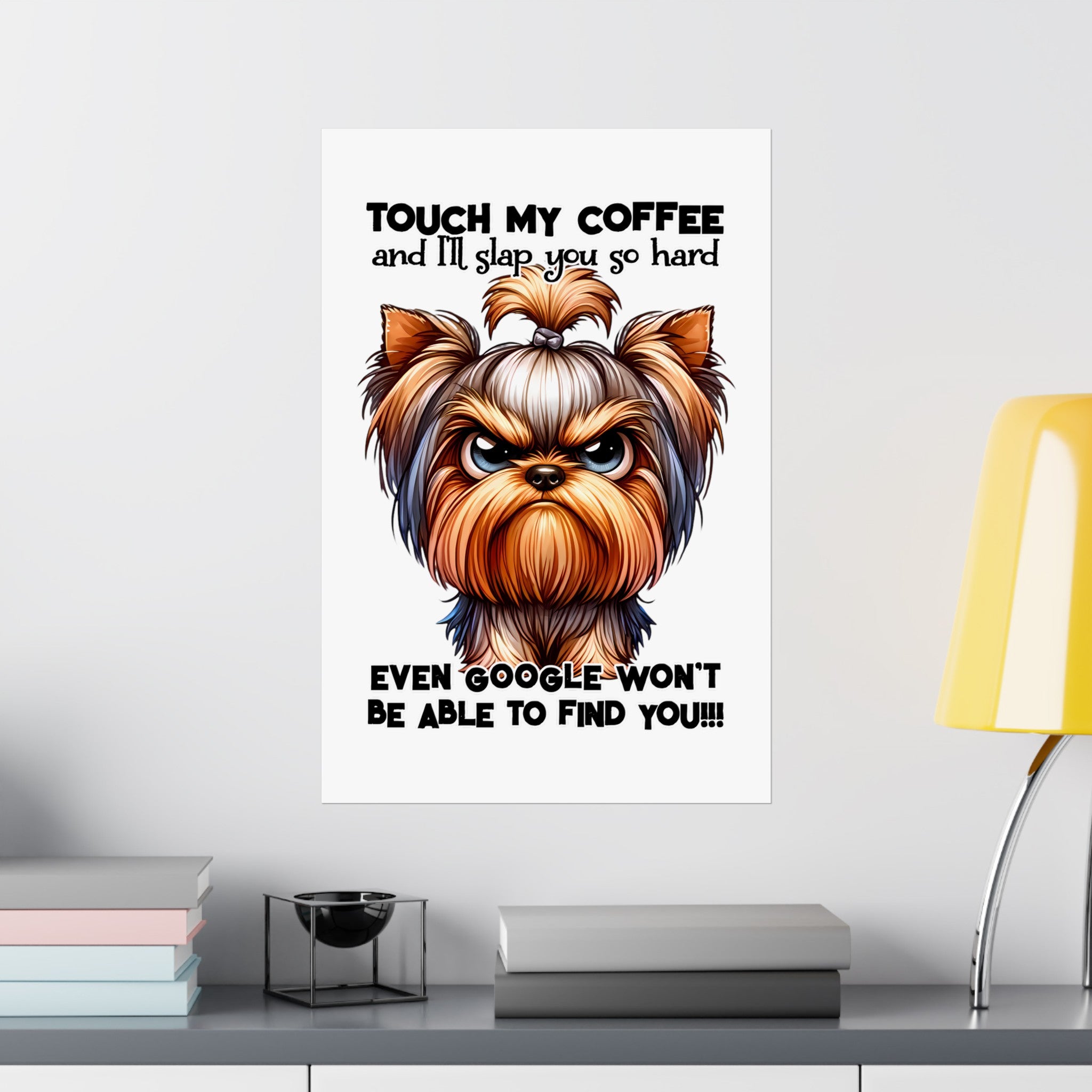 Funny Dog Coffee Quote Wall Art, Humorous Pet Poster, Dog Lover Gift, Coffee Decor, Wall Art for Kitchen, Office Decor, Pet Quotes Art Matte Vertical Posters