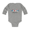 Load image into Gallery viewer, Happy 4th of July USA American Flag Design Long Sleeve Baby Bodysuit