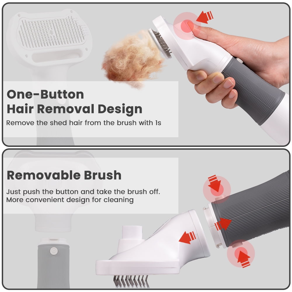 ZUPOX Dog Hair Dryer, 2 in 1 Dog Brush, Pet Grooming Dryer for Small Dog and Cat, Cat Hair Brush with Adjustable Temperature