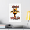 Funny Giraffe Wall Art Poster, A Yawn is a Silent Scream for Coffee, Humorous Animal Print Decor for Home or Office, Unique Gift Matte Vertical Posters