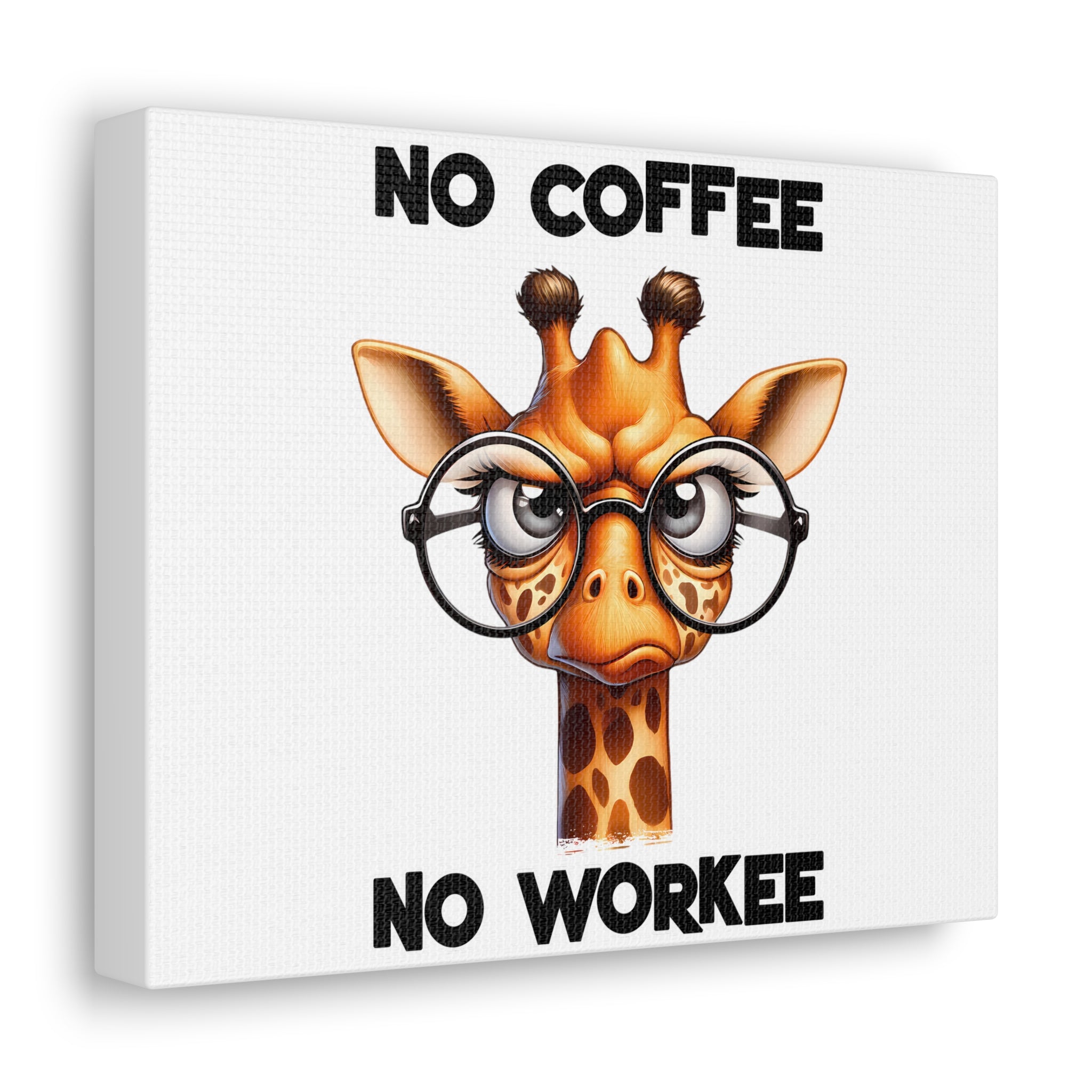 Funny Giraffe Wall Art, No Coffee No Workee Print, Animal Lover Decor, Humorous Office Wall Art, Unique Coffee Lover Gift, Canvas Gallery Wrap Canvas Gallery Wraps