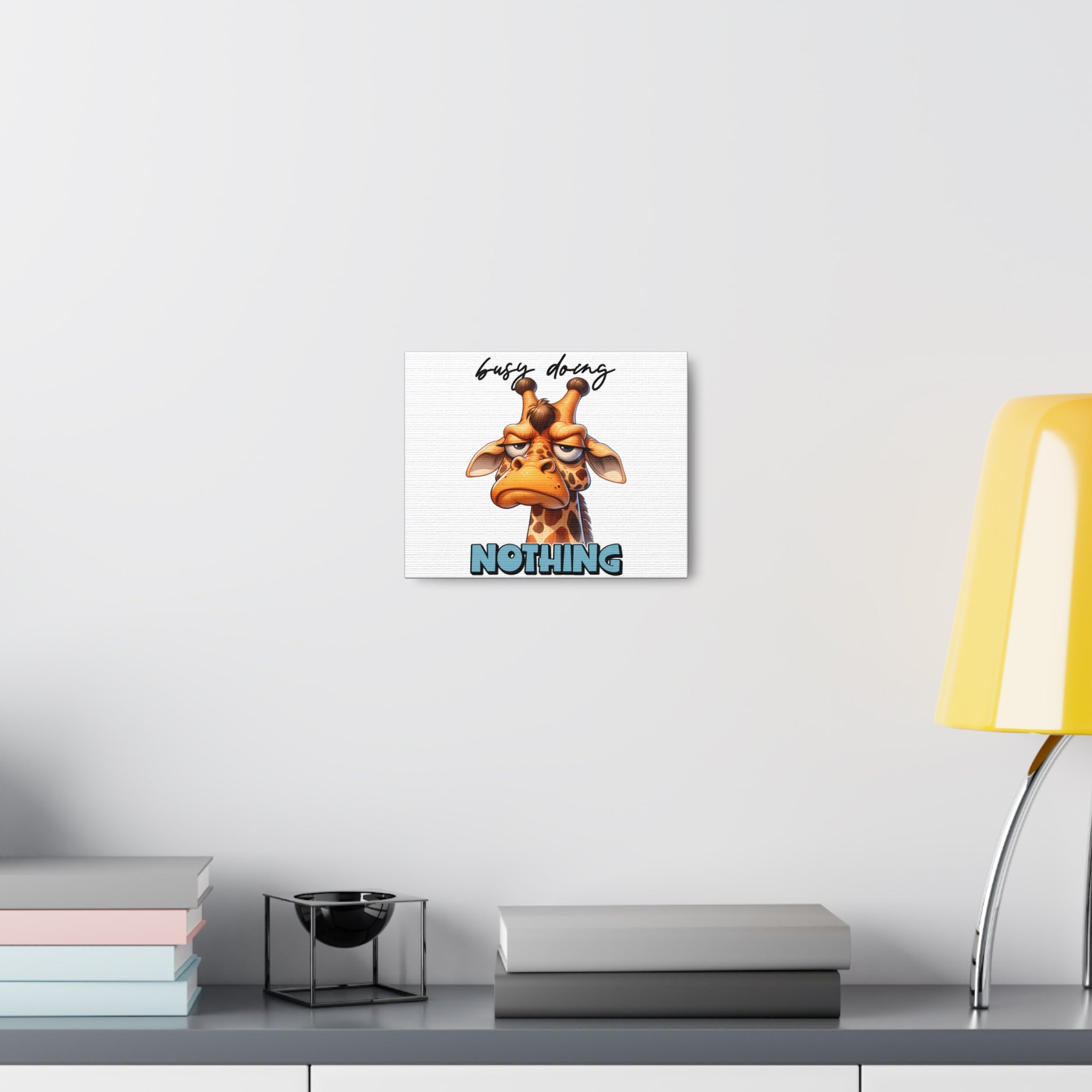 Funny Giraffe Wall Art, Animal Humor Poster, Busy Doing Nothing Decor, Whimsical Giraffe Print, Playful Animal Illustration Art Canvas Gallery Wraps