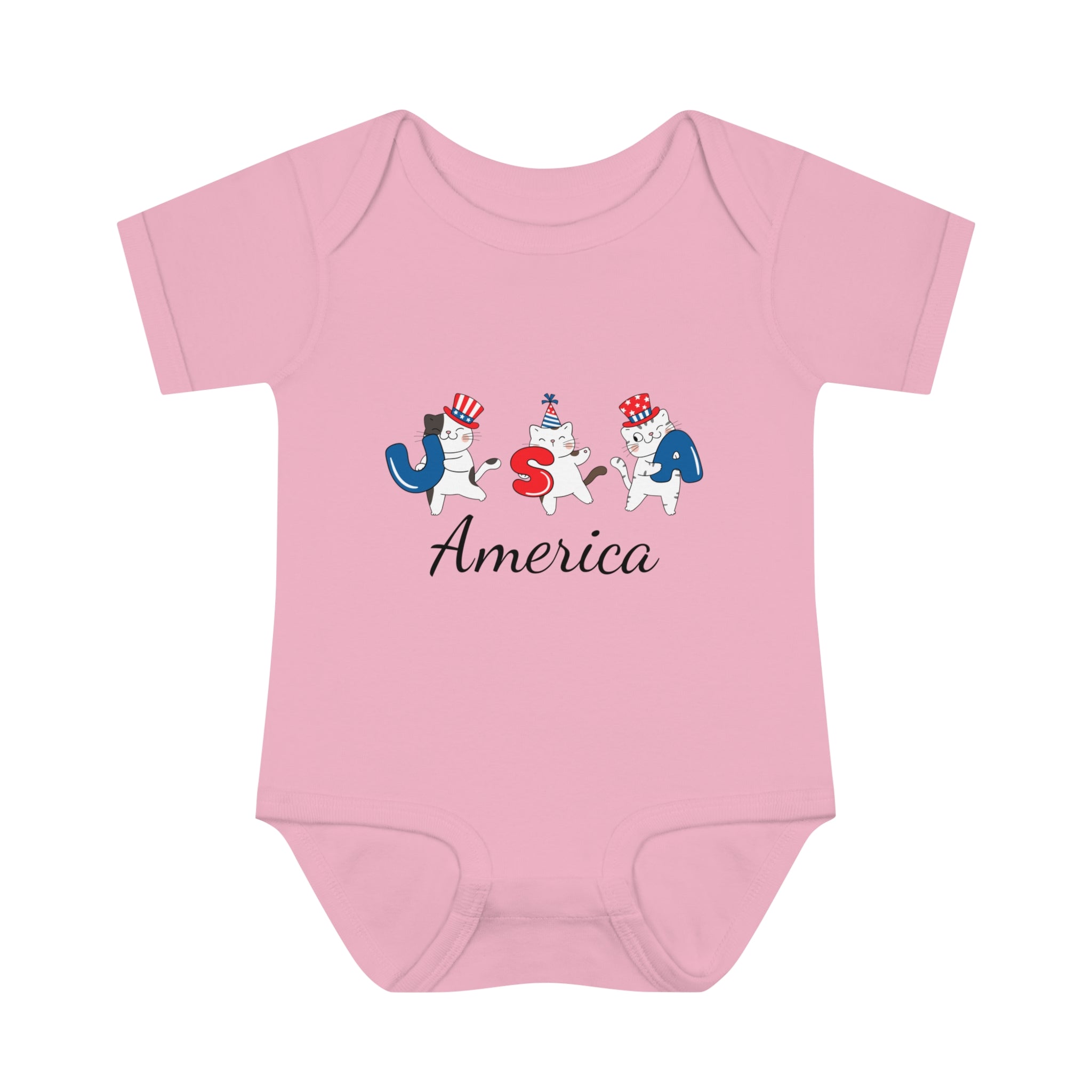 Happy 4th of July USA American Flag Design Baby Bodysuit