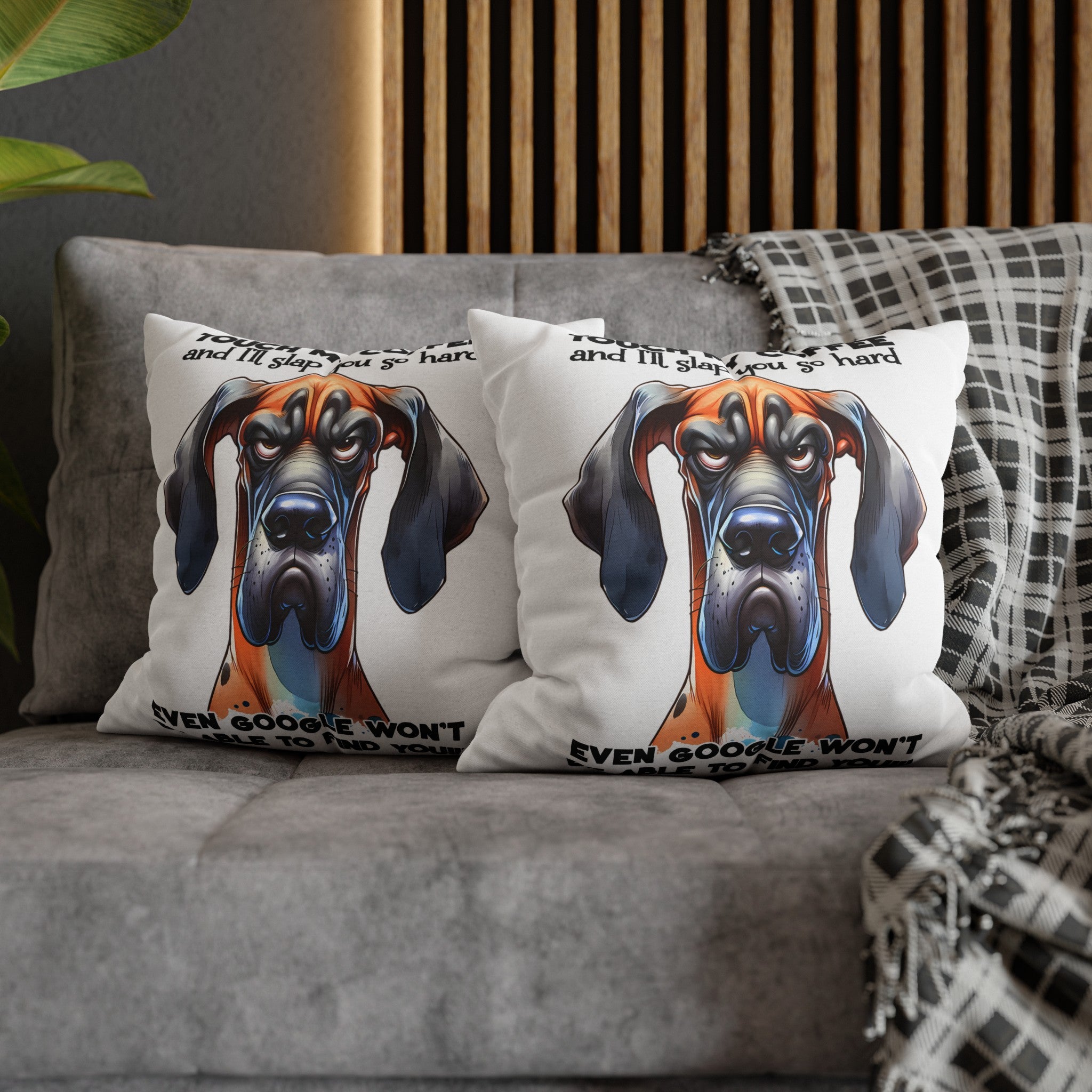 Funny Dog Coffee Quote Pillow, Humorous Dog Lover Pillow Case, Unique Pet Lover Gift, Decorative Pillow Covers, Dog Themed Decor, Fun Coffee Lover Gift Spun Polyester Square Pillowcase