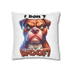 Funny Bulldog Pillow Case, I Don't Give a Woof Pillow Covers, Humorous Dog Lover Gift, Decorative Cushion Cover, Pet Lover Home Decor Spun Polyester Square Pillowcase