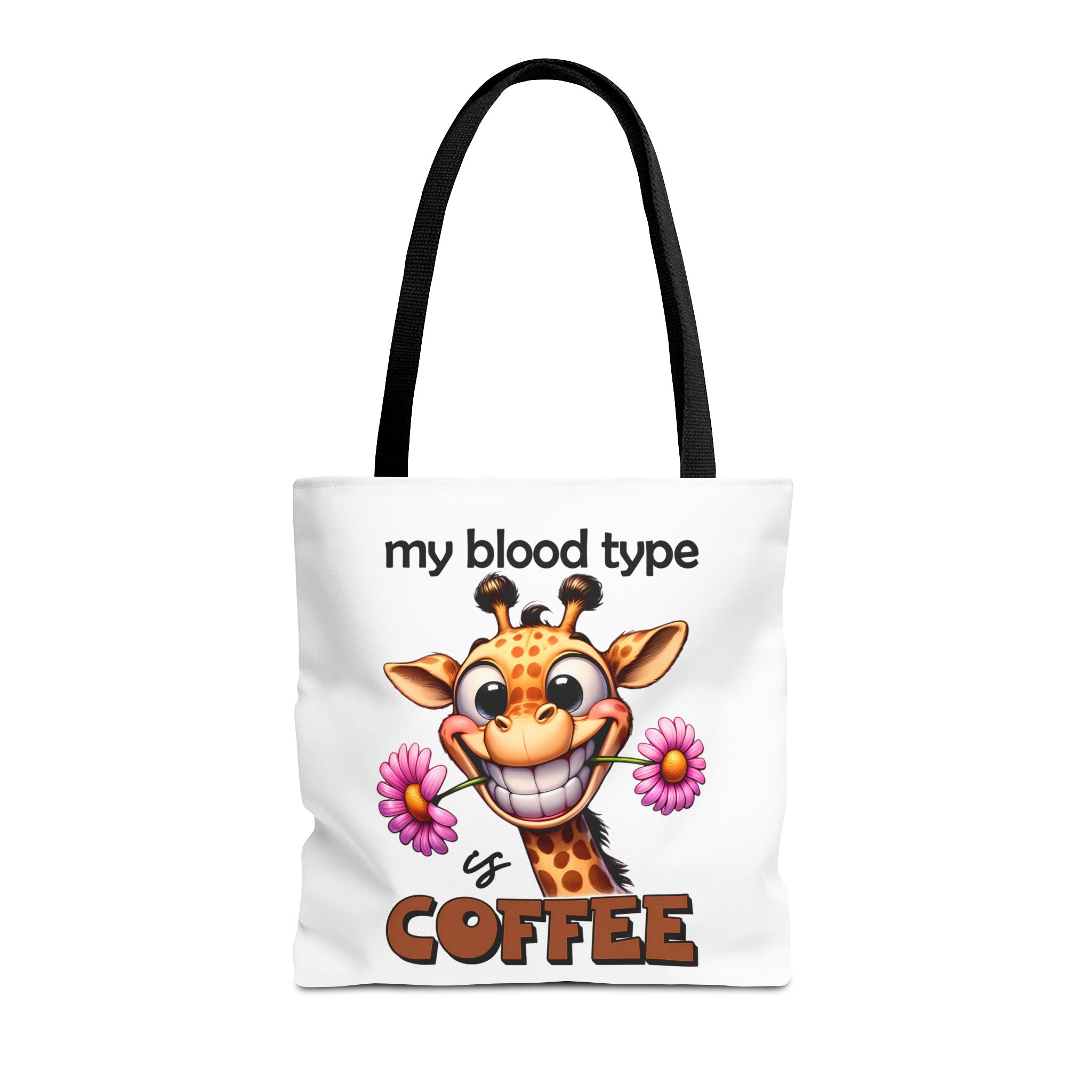 Funny Giraffe Tote Bag, My Blood Type is Coffee Tote Bag, Cute Animal Tote Bag, Fun Coffee Lover Gift, Quirky Giraffe Art Bag Tote Tote Bag