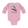 America  American Flag Star Long Sleeve Baby Bodysuit