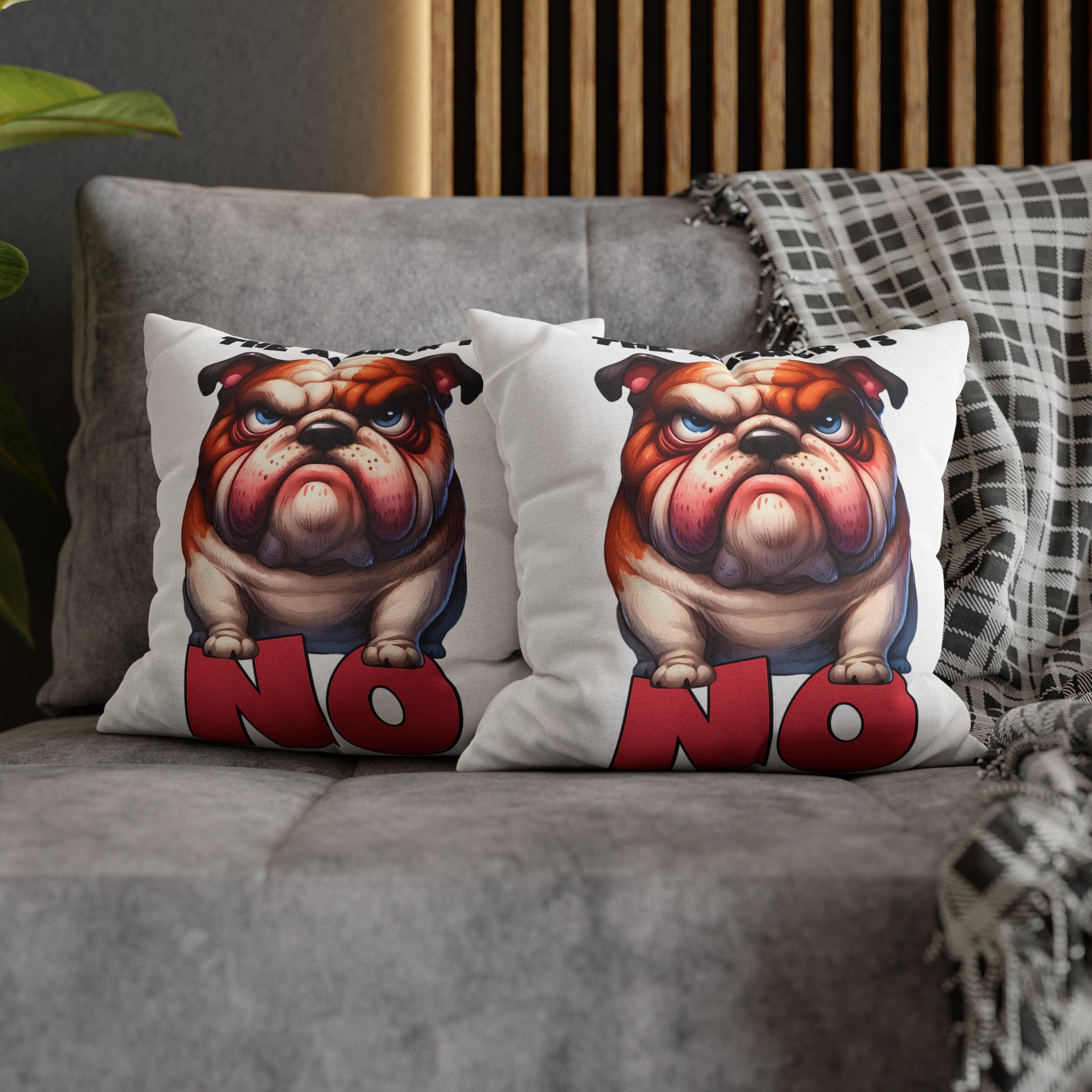 Bulldog Pillow Case, Funny Dog Print Pillow Cover, Decorative Throw Pillow, Cute Dog Lover Gift, Living Room Decor, Bedroom Accent Pillow Spun Polyester Square Pillowcase