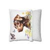 Charming Brown Dog with Butterflies and Flowers Spun Polyester Square Pillowcase