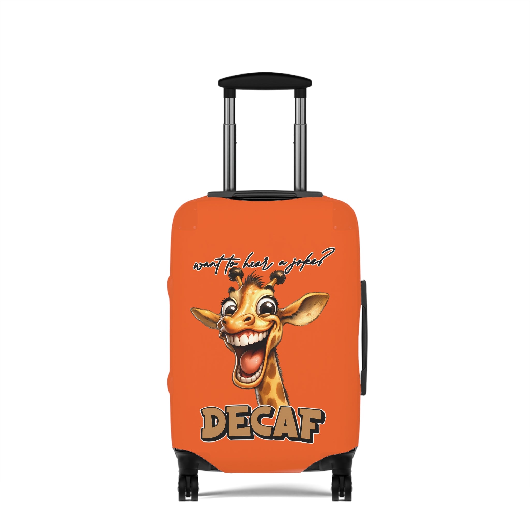 Funny Giraffe Joke Luggage Cover, Decaf Coffee Luggage Cover, Humorous Animal Lover Gift, Unique Coffee Cup, Perfect for Gag Gifts, Cute Animal Luggage Cover