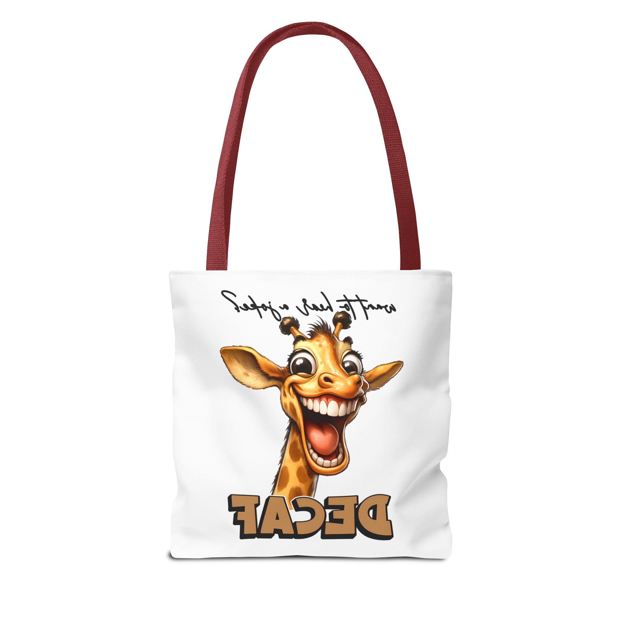 Funny Giraffe Tote Bag, Want to Hear a Joke Decaf Design, Cute Animal Humor, Unique Gift Idea, Reusable Shopping Bag Tote Tote Bag