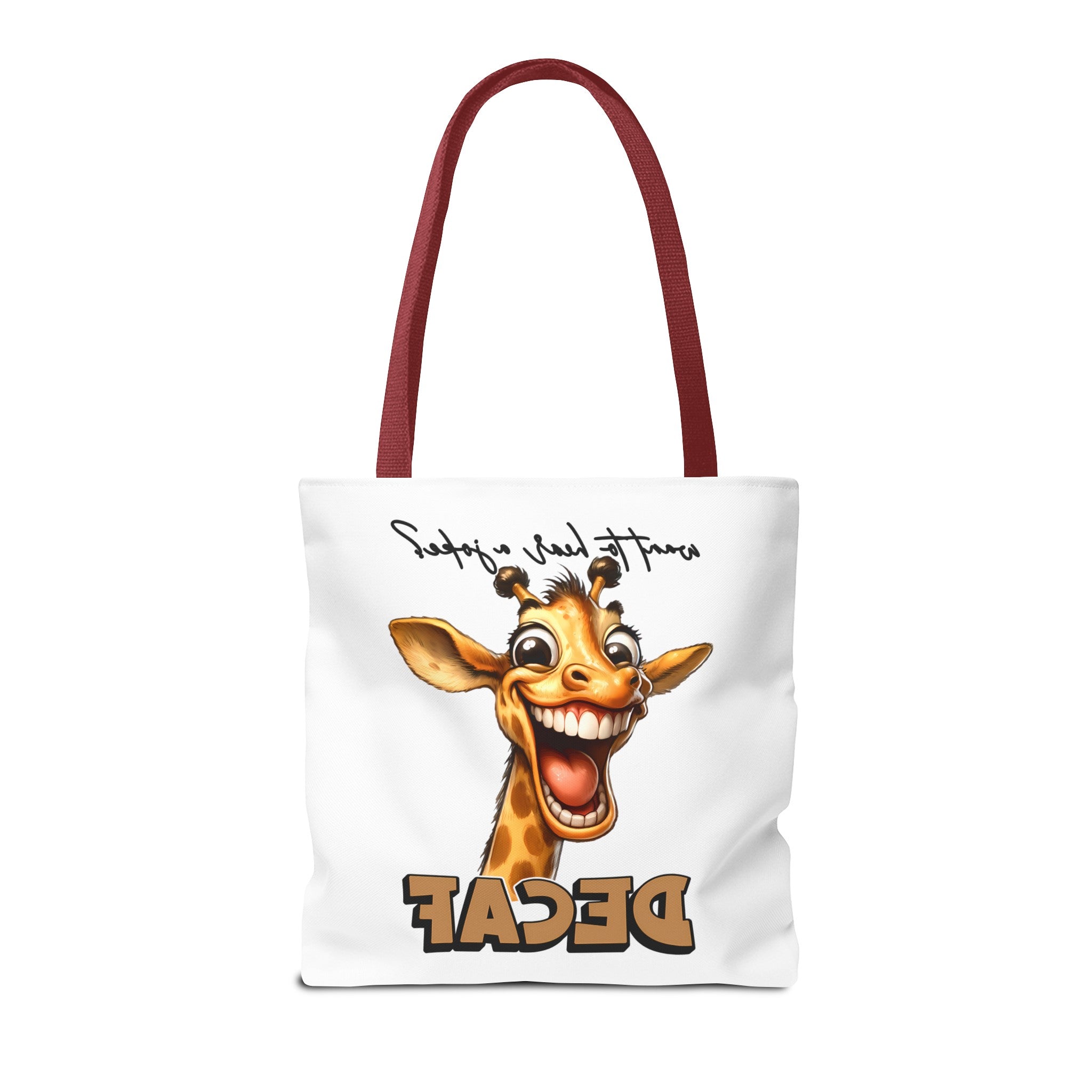 Funny Giraffe Tote Bag, Want to Hear a Joke Decaf Design, Cute Animal Humor, Unique Gift Idea, Reusable Shopping Bag Tote Tote Bag