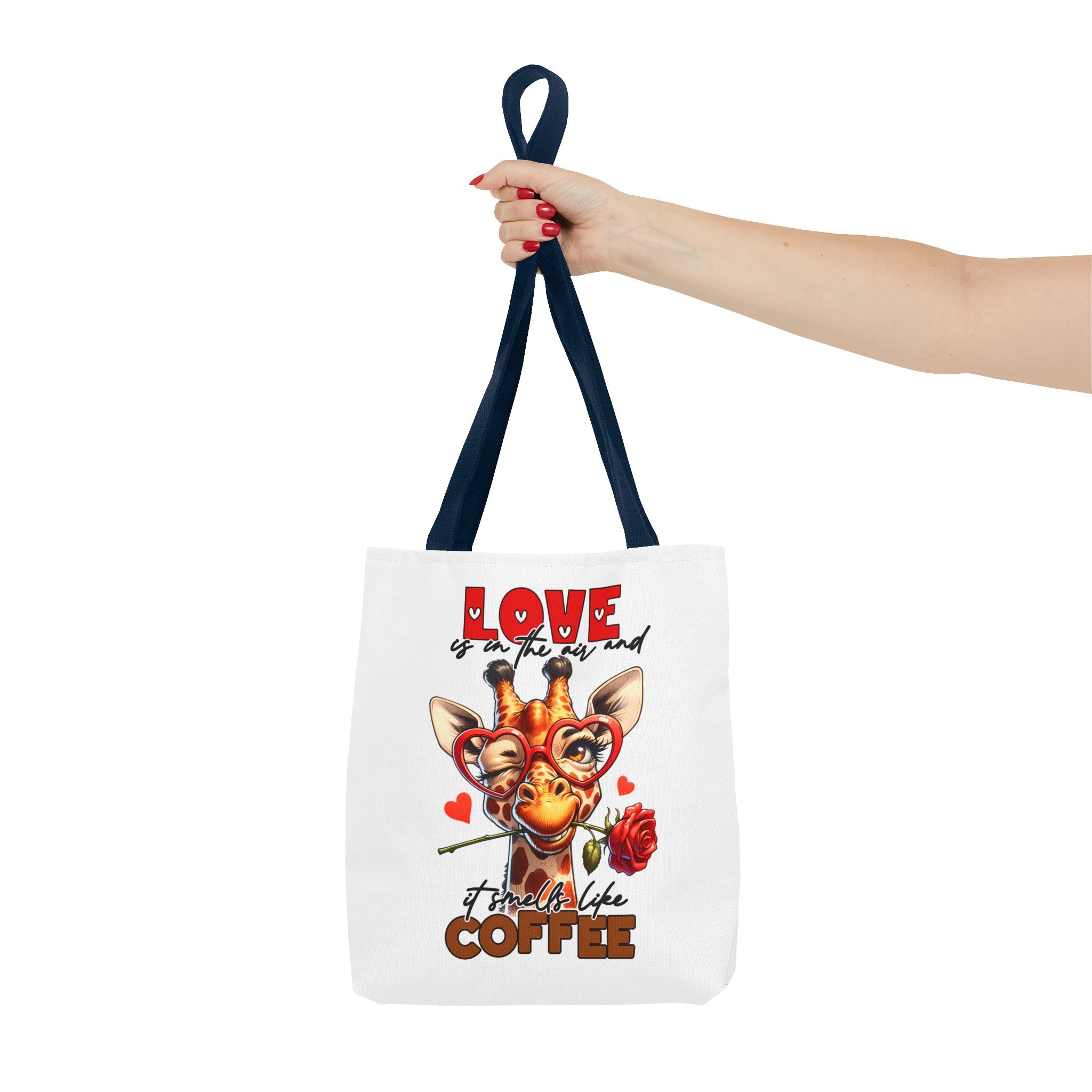 Love Is In The Air Giraffe Tote Bag, Cute Coffee Lover Giraffe Tote Bag, Funny Giraffe With Rose Tote Bag, Valentine's Day Gift Tote Bag Tote Tote Bag