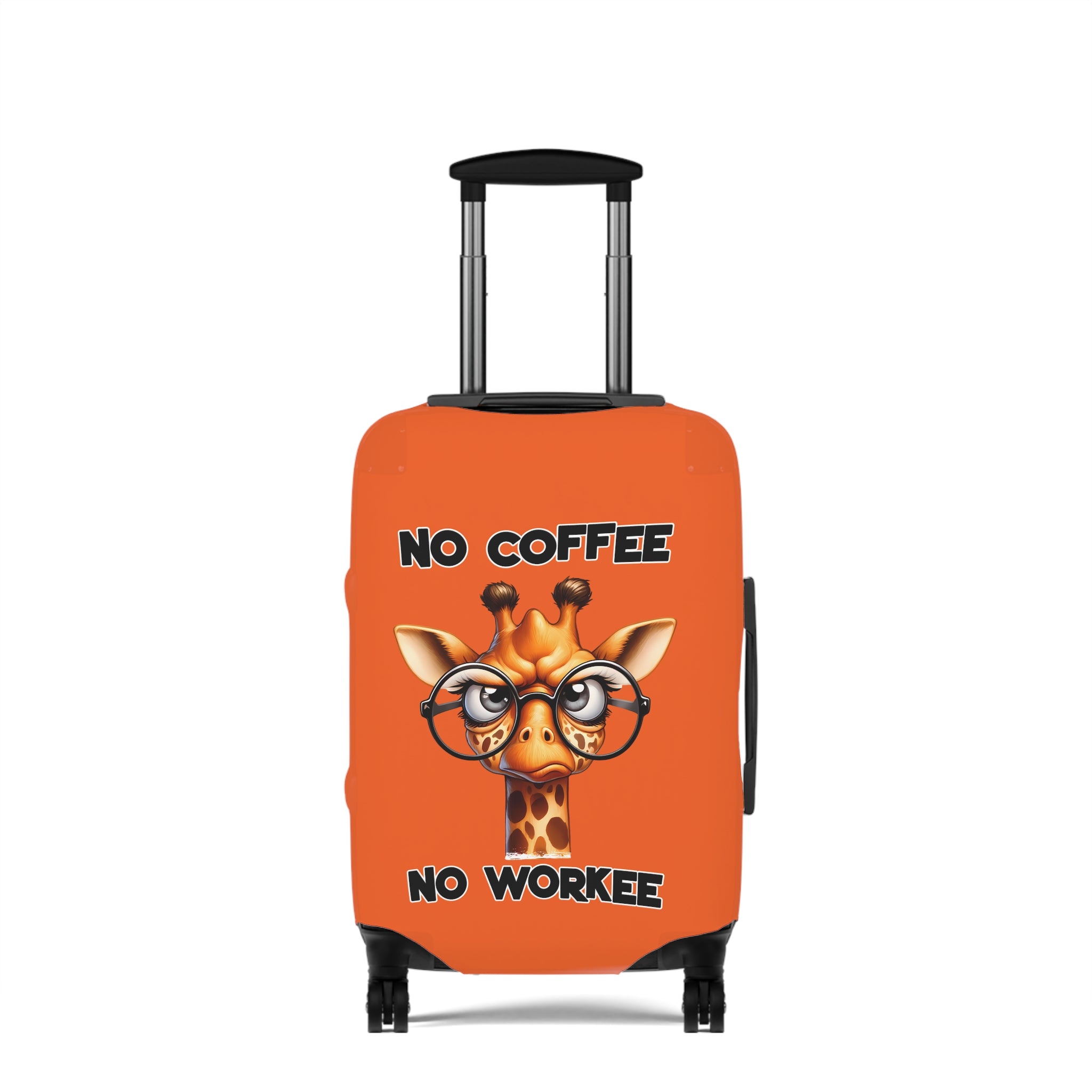 Funny Giraffe Luggage Cover, No Coffee No Workee Luggage Cover, Giraffe with Glasses Luggage Cover, Cute Animal Lover Gift, Coffee Lover Luggage Cover, Office Humor Gift Luggage Cover