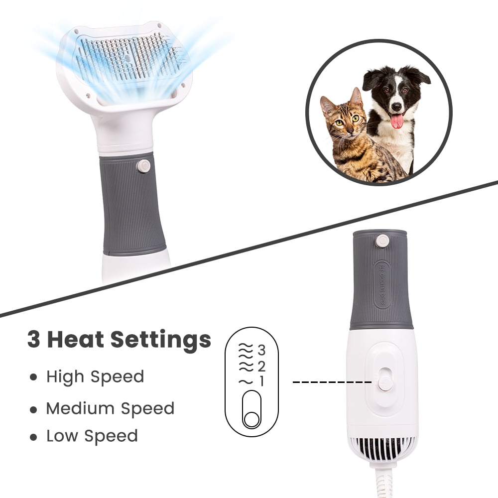 ZUPOX Dog Hair Dryer, 2 in 1 Dog Brush, Pet Grooming Dryer for Small Dog and Cat, Cat Hair Brush with Adjustable Temperature