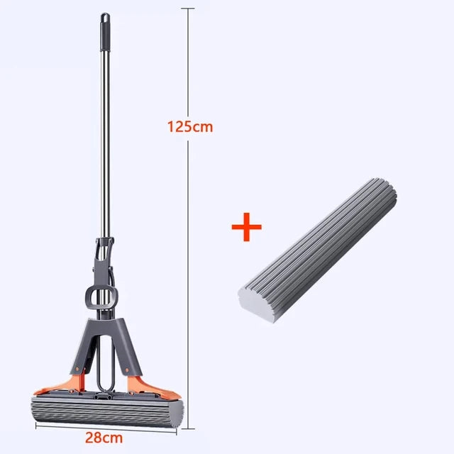 Collodion Mop Foldable Water Free Hand Washing Squeeze Cotton Head Replace Home Tiles Wood Household Cleaning Wringer Mopping