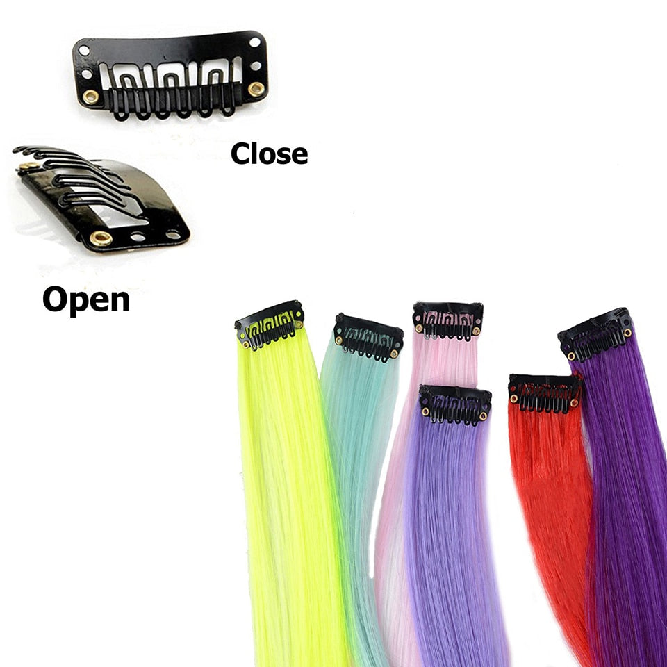 Colorful Long Straight Hair Hairpins Clip Extension