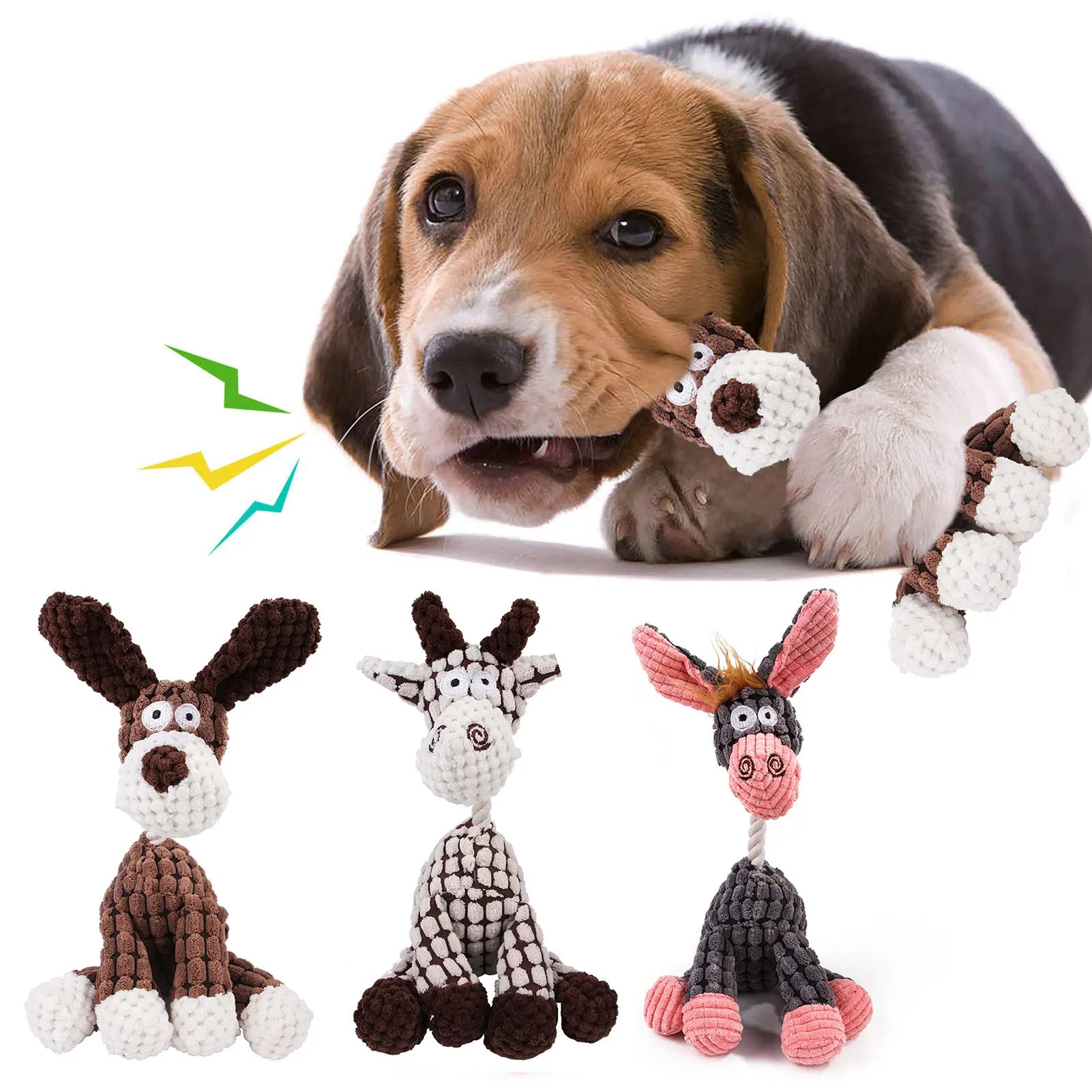 Dog Toy Squeaky Donkey & Papa Duck Chew Toys for Small & Medium Dogs