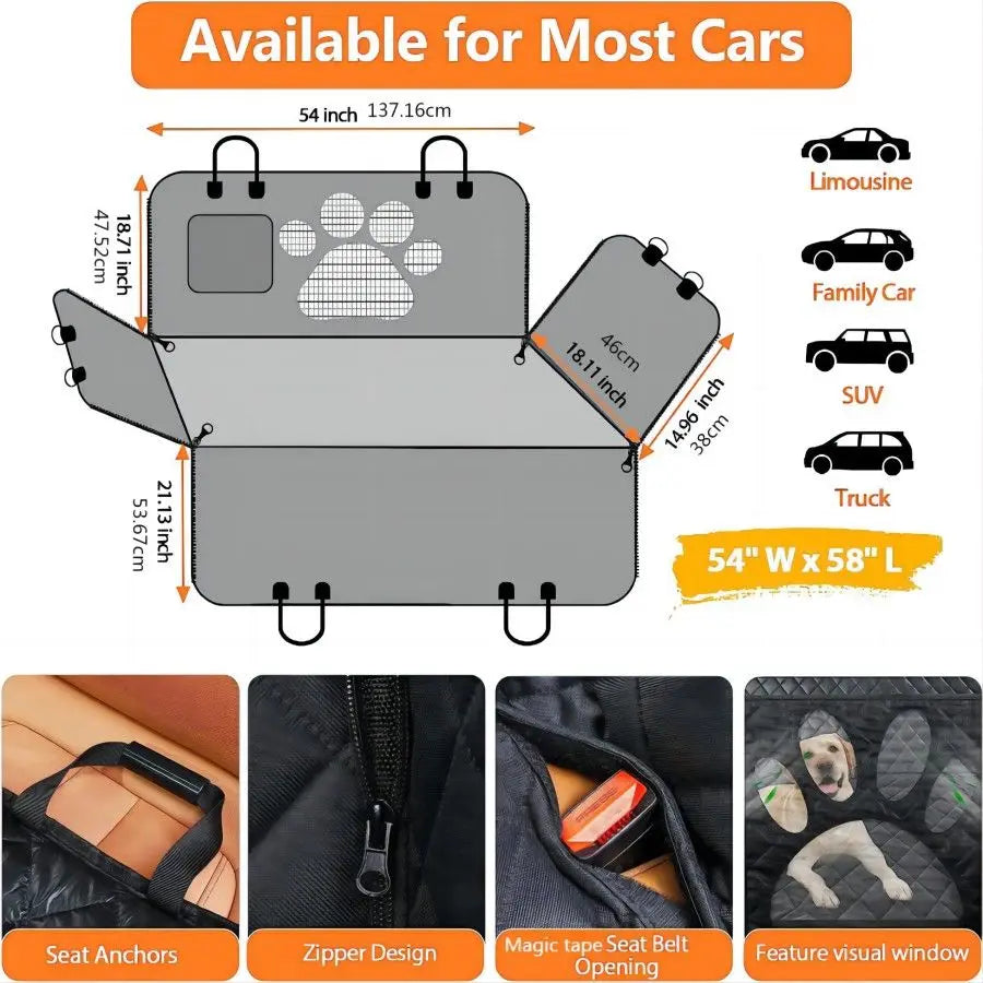 Dog Car Cushion | Waterproof Pet Cargo Cover | Trunk Rear Seat Isolation Mat for SUVs & Sedans