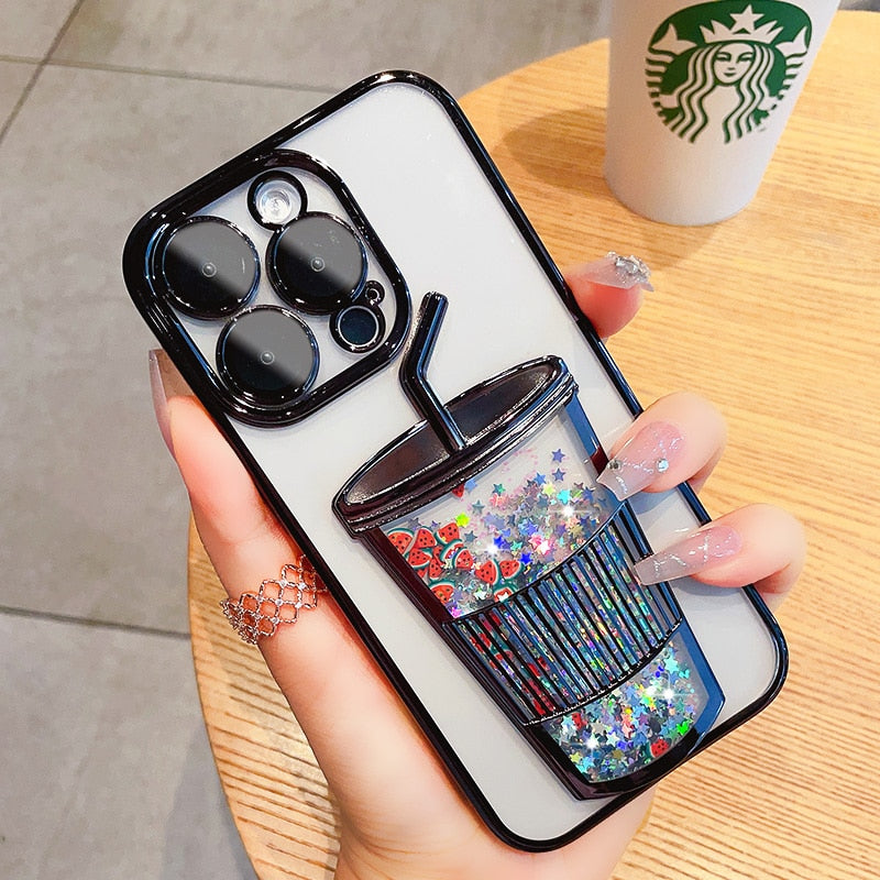 Glitter Quicksand Cup Case for iPhone  11, 12, 13, and 14 Pro Max.
