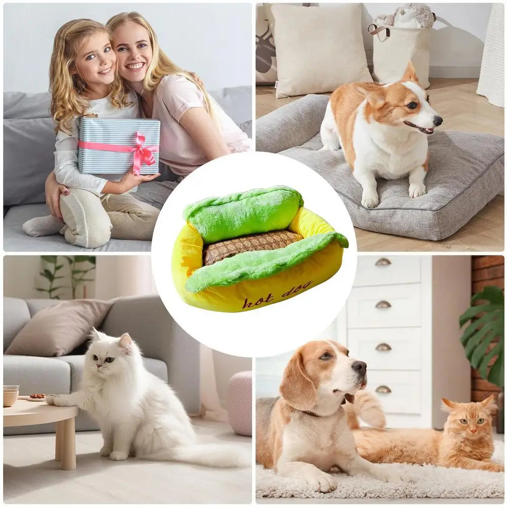 Warm Winter Dog Bed | Hot Dog Shaped | Zippered & Anti-Slip for Small to Large Dogs